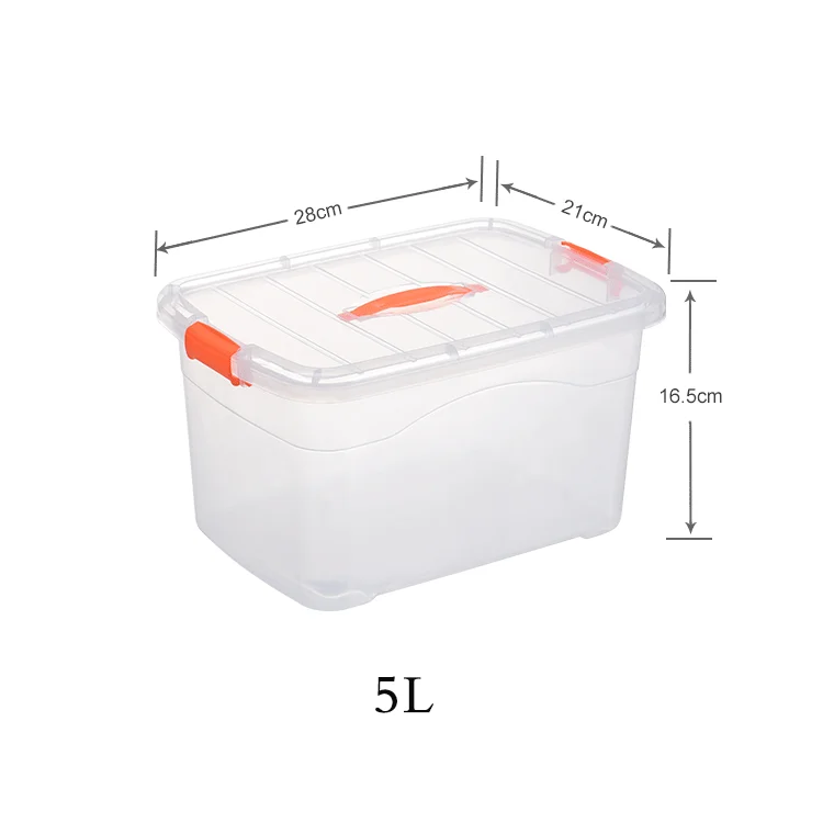 Eco Friendly office organizer bin 5L Transparent Clear Plastic Storage Box With Lock