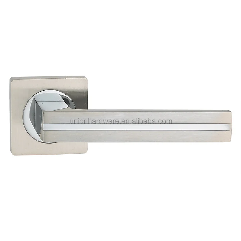 Wholesale Modern Square shaped zinc alloy door handle with satin nickel and chrome