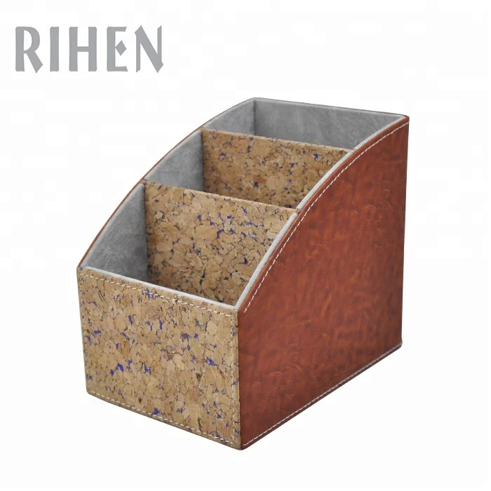 PU Leather Remote Control Holder for Home Desktop Storage Box