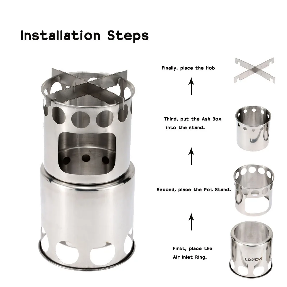 
Portable Wood Stove manufa Fire woods Furnace Outdoor Stove Cooking Burner Lightweight Stainless Steel Picnic Camping Wood Stove 
