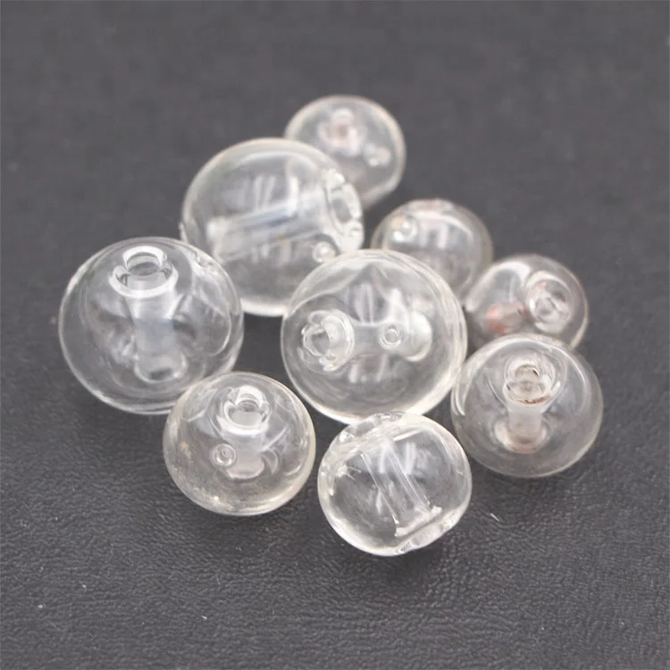 Hand Blown Hollow glass beads Mini Essential Oils Perfume Ball Glass Hollow Beads with side Pinhole for Necklace Bracelet kits