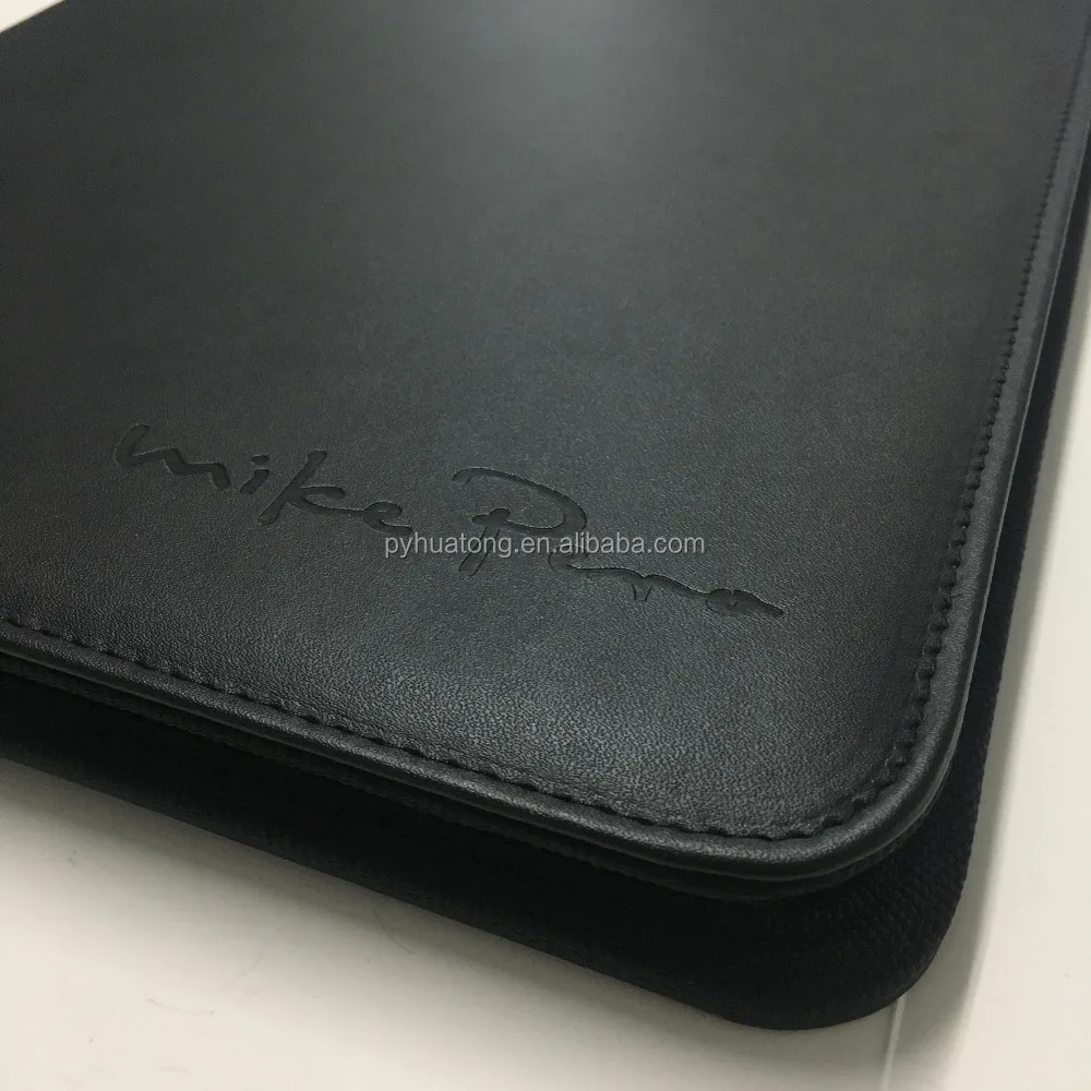 a4 pu leather portfolio with zipper closure
