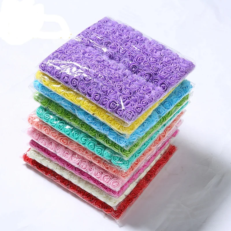 Manufacturer wholesale 144pcs colorful pe rose flower DIY mini foam rose flower head