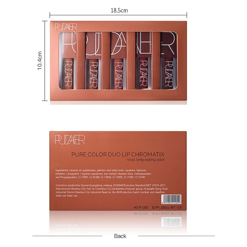 Waterproof Matte Long-lasting Fashion Makeup 5 Color Lip Gloss