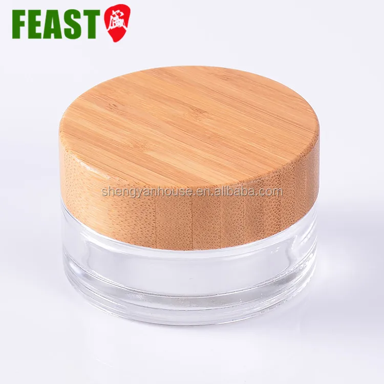 Biodegradable Eco Bamboo Glass Cream Jars With Wooden
