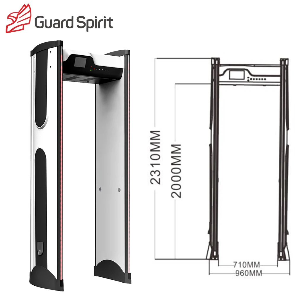 Intelligent detection 24 Security 33 Zones Small metal check Walk Through Metal Detector
