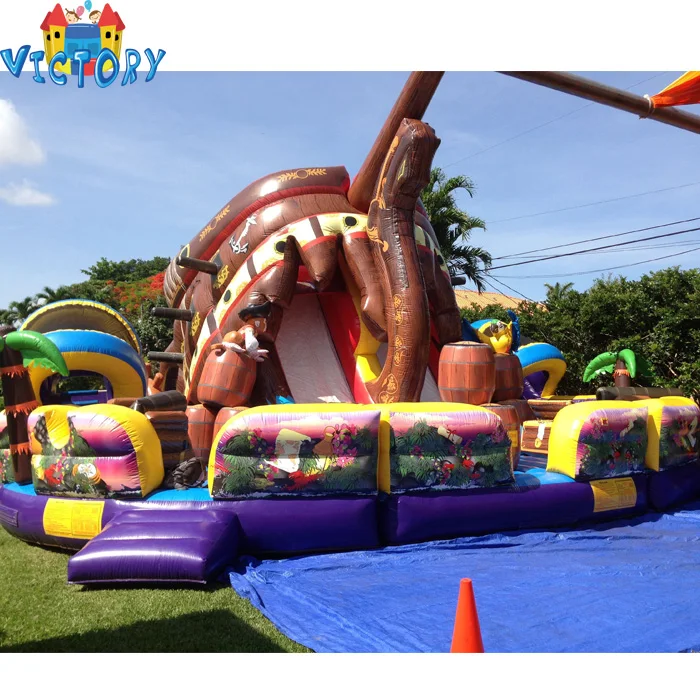 The Pirate ship commercial inflatable bounce house made of lead free pvc tarpaulin from Guangzhou factory