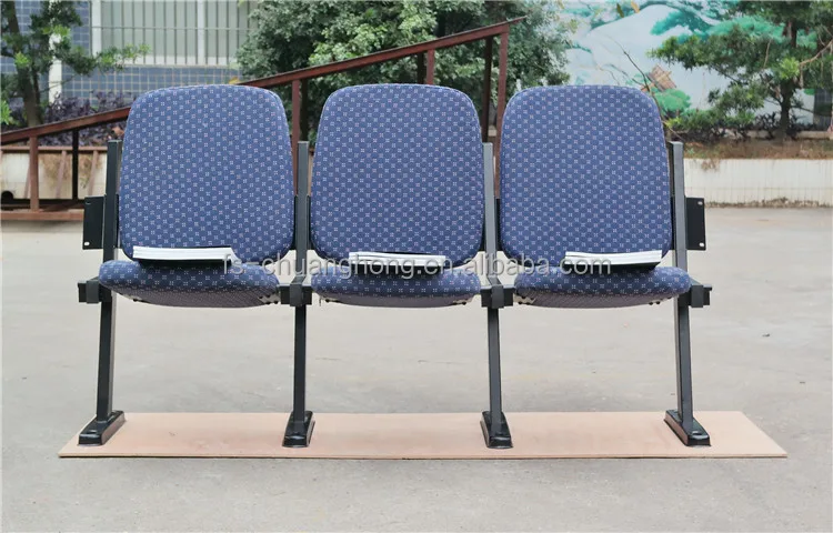 Used price Folding metal cheap auditorium chair without arm in blue fabric for stadium YC-G181