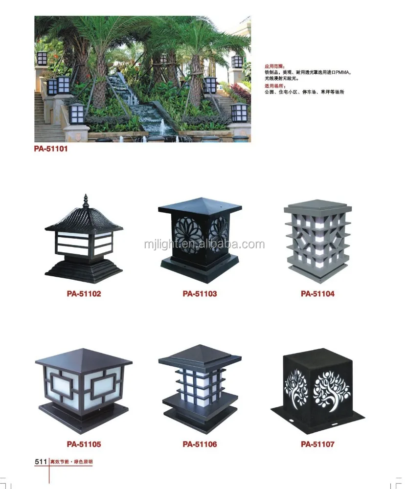 Exterior Antique Cast Aluminum Garden Led Pillar Light