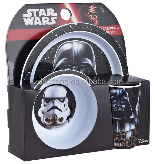 Super Markets Unique Design Hot Sale Customized Reusable Printing Plastic Plate Set Dinnerware set