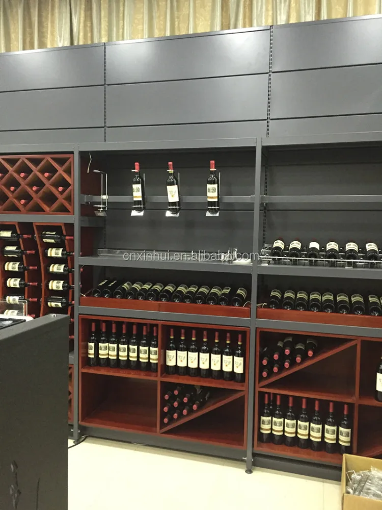 2016 High-quality Shelves Wooden Wine Glass Showcase Display Cabinet Rack Stands for Wine Shop