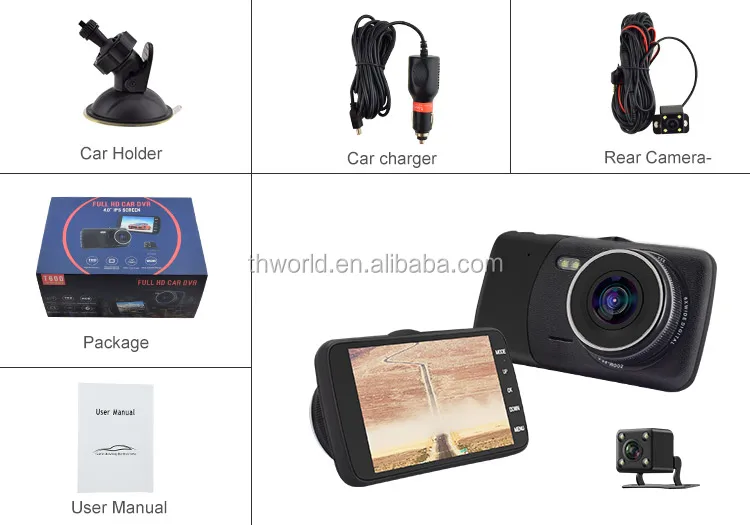 T600 hidden camera 1080p dash cam user manual 4.0inch metal body vehicle blackbox dvr dual lens