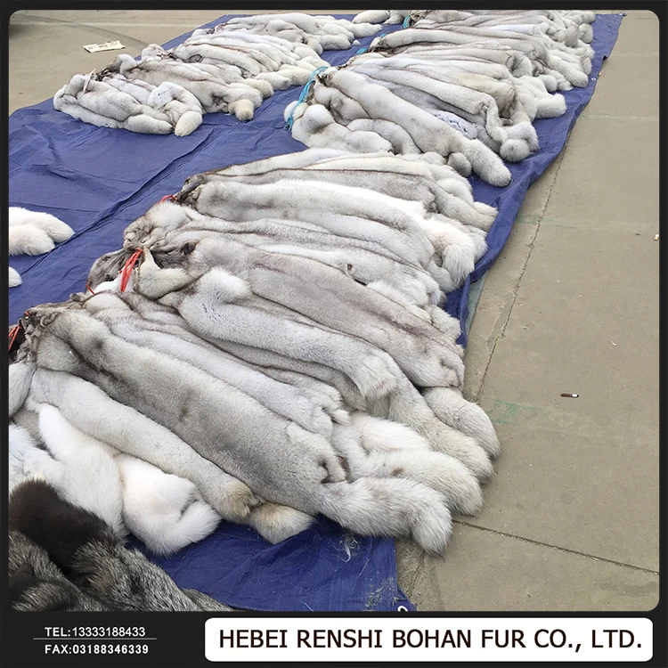 100% Real Blue Fox Fur Skin /Fox Fur Pelt For Garment Collar