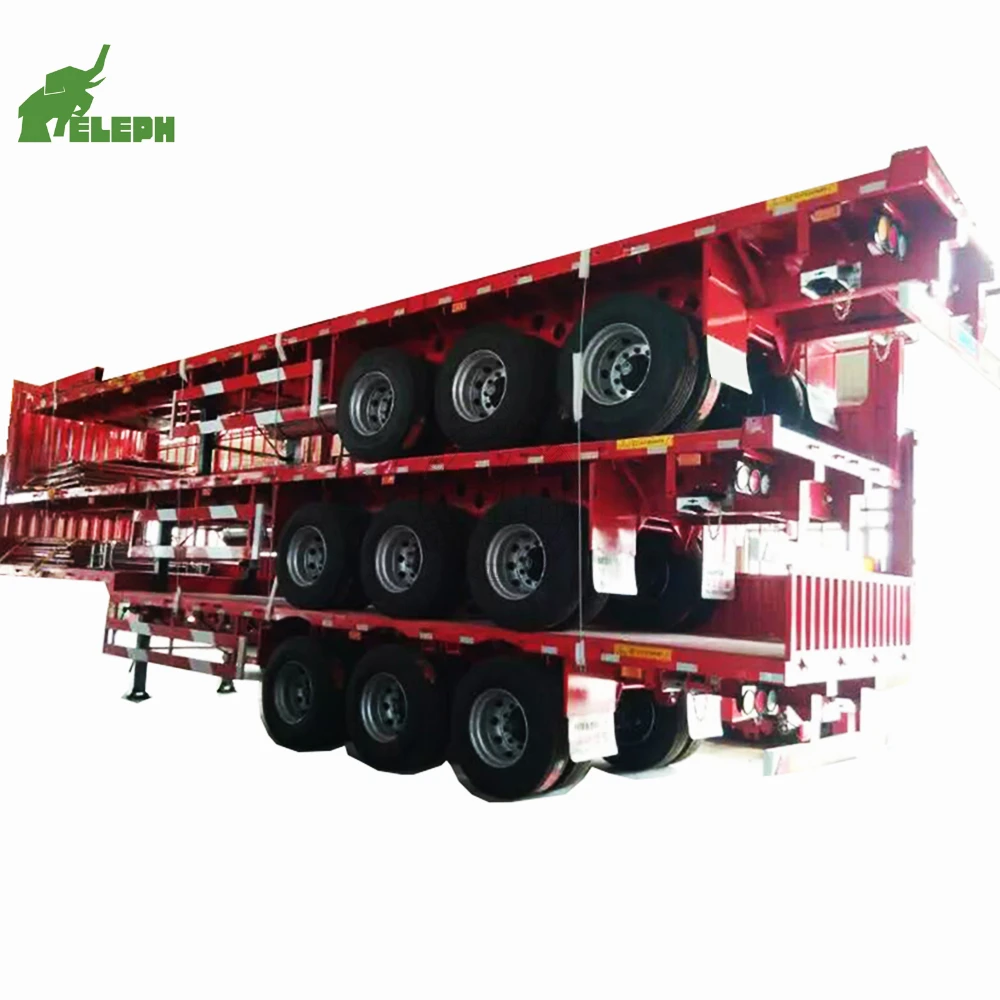 40 ton 50 ton 40 feet container transportation 3 axles truck high bed flatbed trailer 3 axle semi trailer