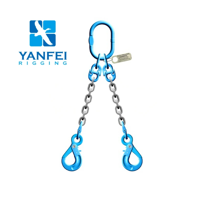 Grade100 g100 two double 2 legs lifting chain sling with clevis grab hooks for chain slings