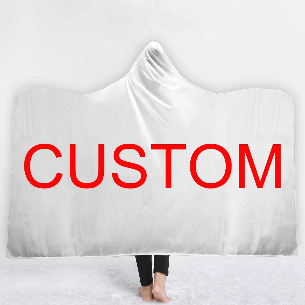 factory  unicorn custom logo indoor warm for adult kids  digital printing polar fleece sherpa double thick hooded blanket