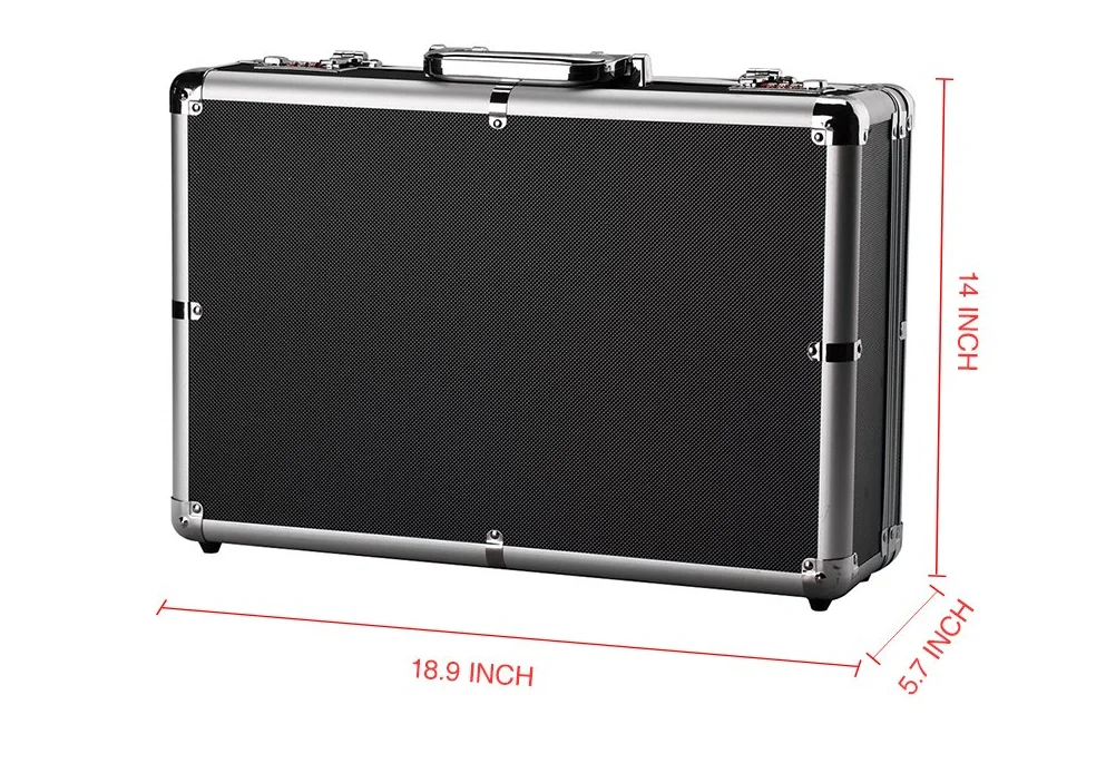 Aluminum Hard Case Foam Black Briefcase Portable Tool Case Aluminum Carrying Case