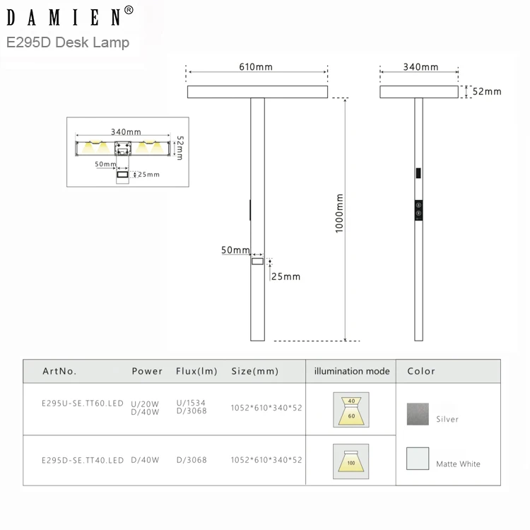 Professional Workstation Lamp for Modern Office, Laboratory, Library, With Microwave Sensor Lamp & Light Sensor Functions