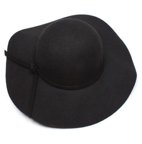 Women Vintage Wide Brim Wool Felt Bowler Fedora Hat Floppy Cloche cap