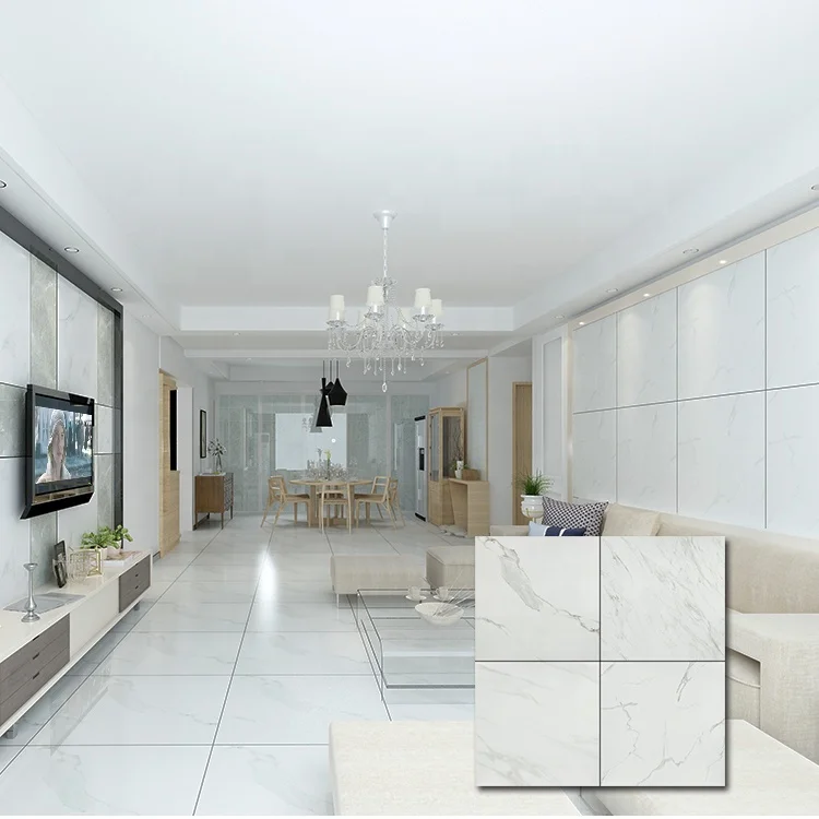 
60x60 Super White Marble Glazed Polished Floor Wall Tiles Porcelain Ceramic Square Tile 