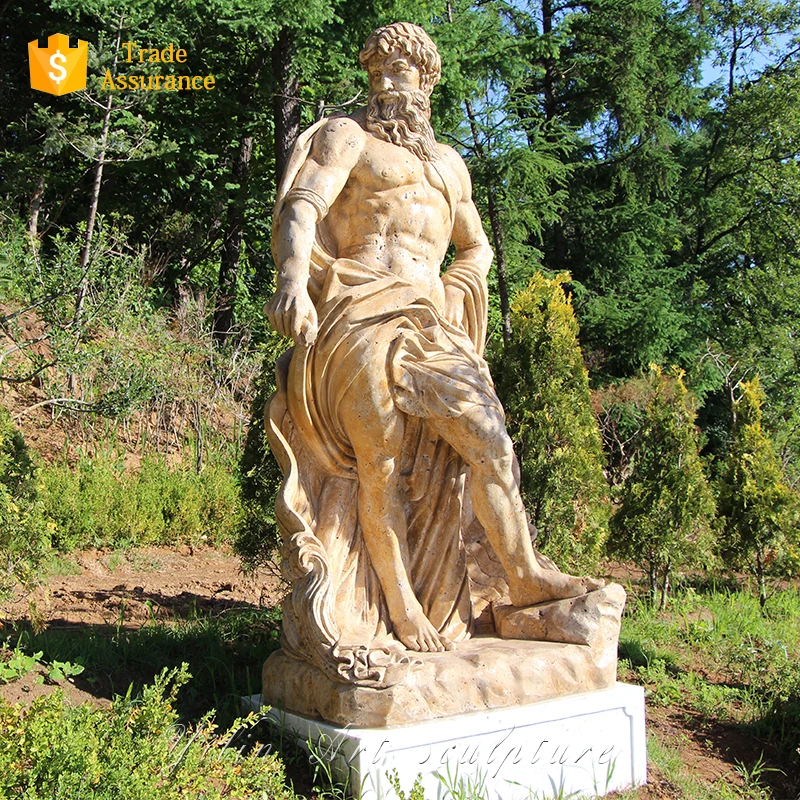 Greek Warrior Antique Marble Stone Statue Carving