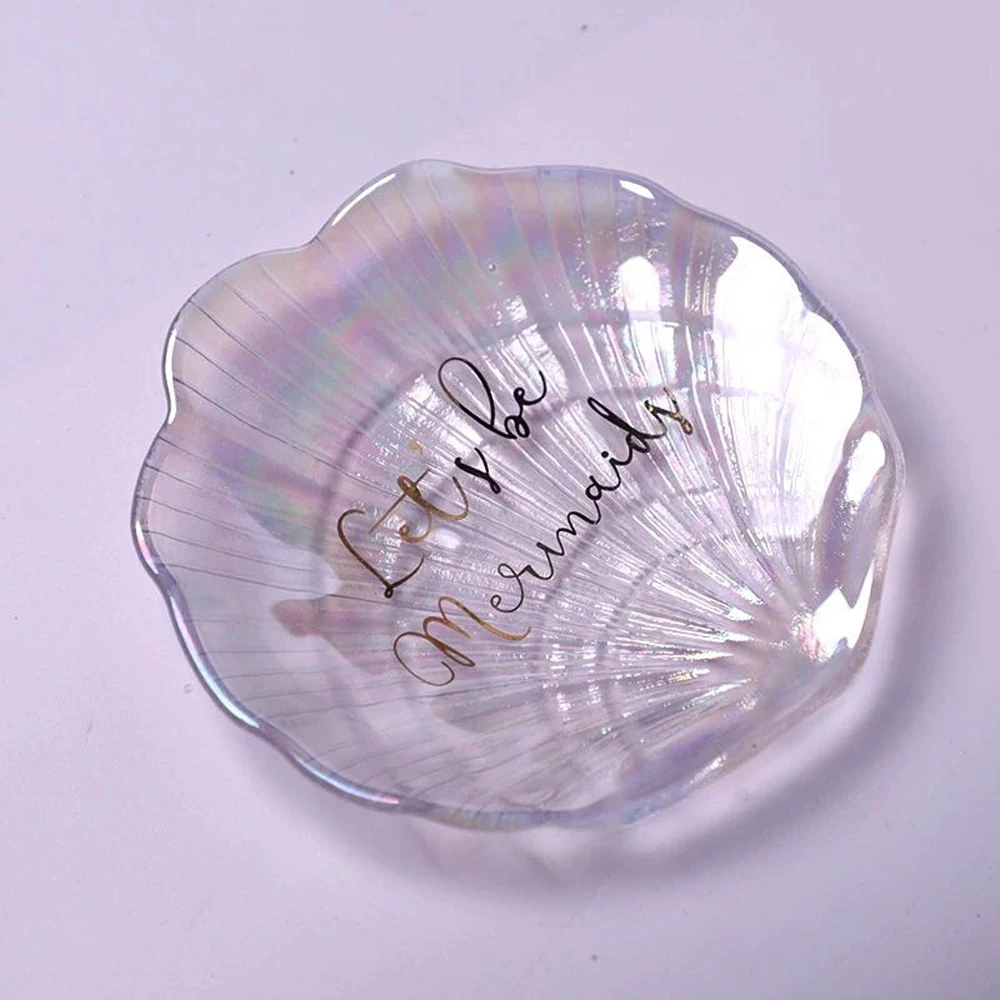 
Iridescent Decor Tray Shell Plate Colorful Shell Shaped Charger Plates Shell Plate 