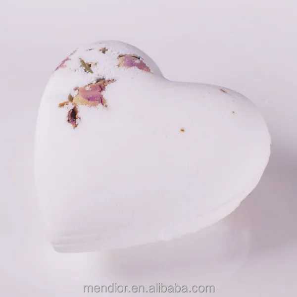 Menior Organic Heart Shaped bath bombs rose dry flower SPA bath salt bubble OEM 30 g to 200 g