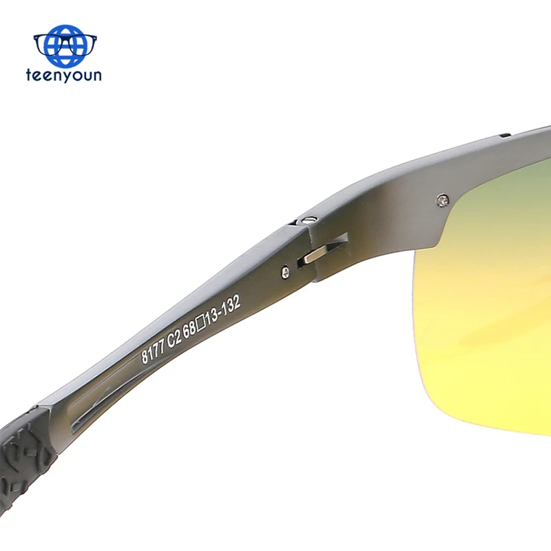 Мужские поляризованные солнцезащитные очки для вождения в дневное и ночное время суток антибликовые очки из алюминиево-магниевого сплава