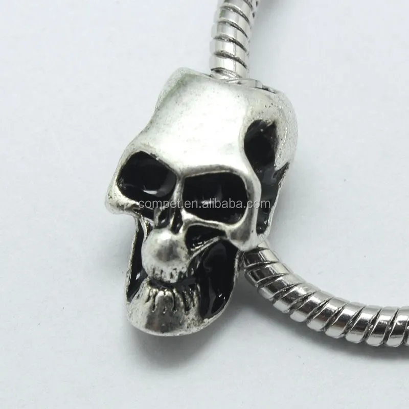 Lead Free Nickle Free Zinc Alloy Pdora Skull Shape Jewelry Hole Beads for Bracelets and Necklaces