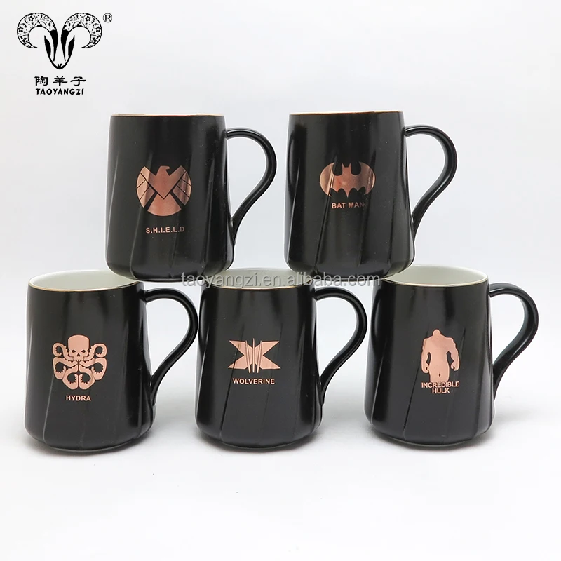 Promotional 12oz Ceramic Mugs with Superhero Logo Printed