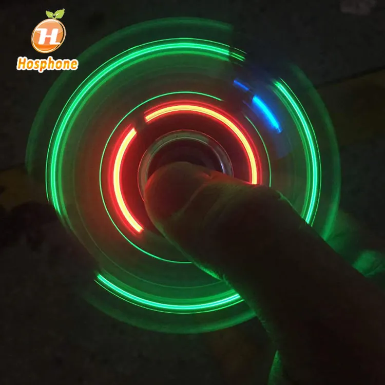 2022 Kids Toy Colorful Glowing LED Flash Light Hand Spinner RGB LED Crystal Fidget Spinner Finger Stress Release EDC