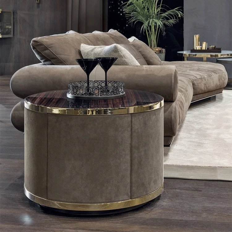 Corner side table with storage space solid wood small round tables for living room wholesale foshan factory
