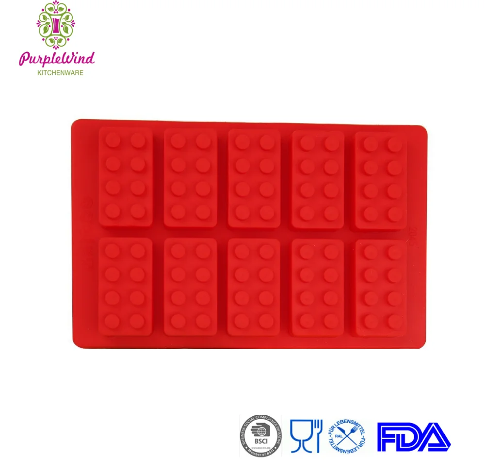 10 cavity Lego Brick Shaped Silicone Ice Cube Tray/Wholesale lego silicone ice mold
