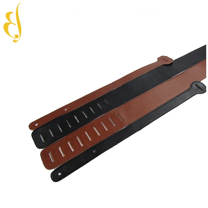 Soldier Top Grain Leather Cowhide Padded Guitar Strap for Electric Bass Guitar Adjustable Belt