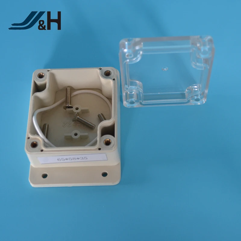 JHASB101 65*58*35*mm Screw type top transparent cover mounting waterproof junction box with ear IP65 outdoor plastic enclosure