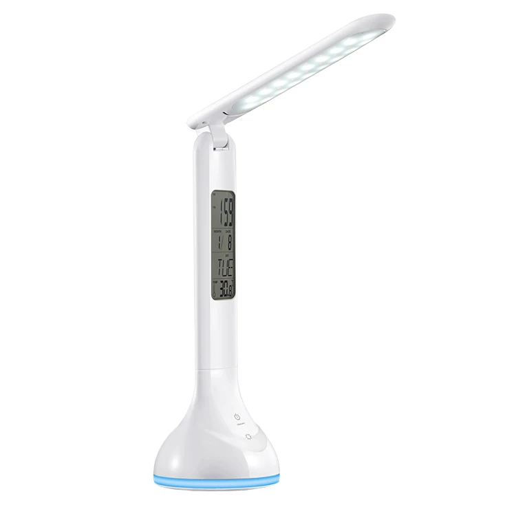 Складная Настольная Светодиодная лампа с регулируемой яркостью, 4 Вт, с календарем, будильником, часами, цветным светом, 2020