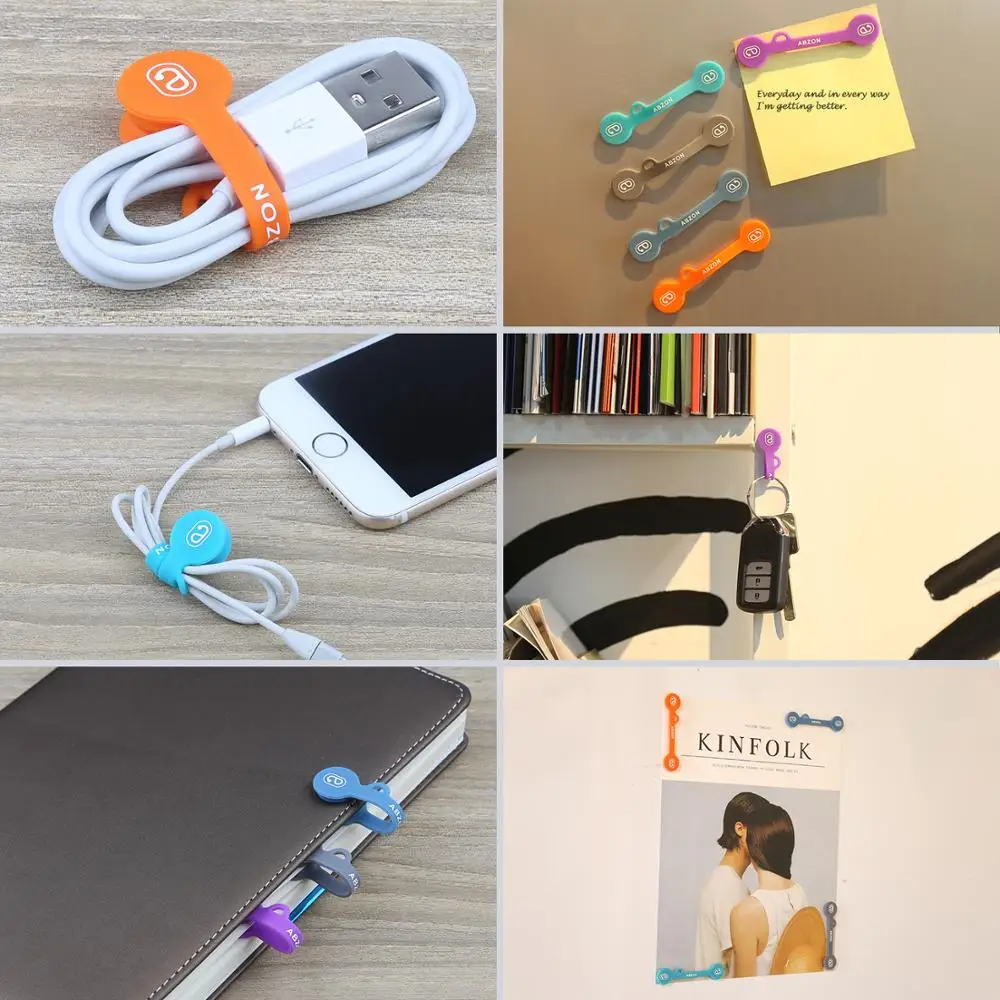 Soft silicone earphone cable cord organizer can be key organizer/ Magnetic Twist Ties