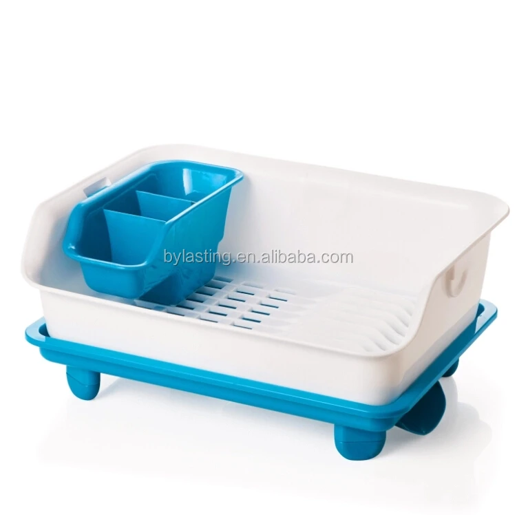 Multi Function Adjustable Kitchen Drain Shelf Plastic Dish Rack Drainer with Tray