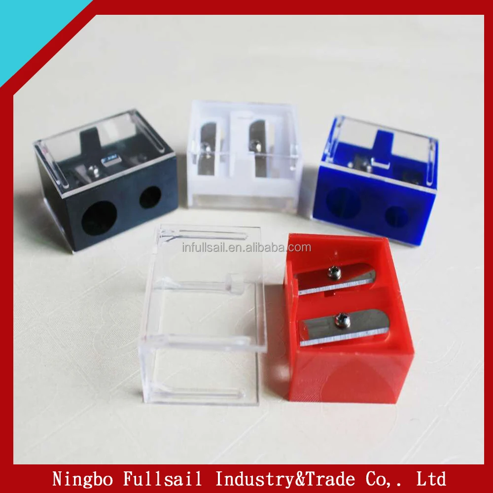 
Double Holes Plastic Cosmetic Pencil Sharpener For Eyebrow Lip Liner Eye Liner With Cleaner 