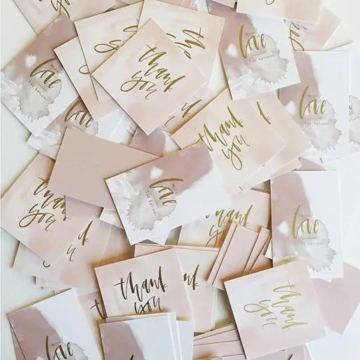 
High quality custom logo gold stamping thanksgiving card thank you card gift cards with envelop 