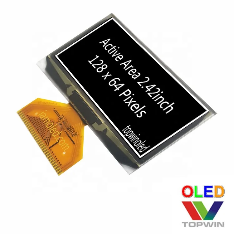 Topwin 2.42' 2.42inch 2.42 inch 128x64 pixels 3 pin green color welding oled display UG-2864ALBPG14 I2C SPI parallel Interface
