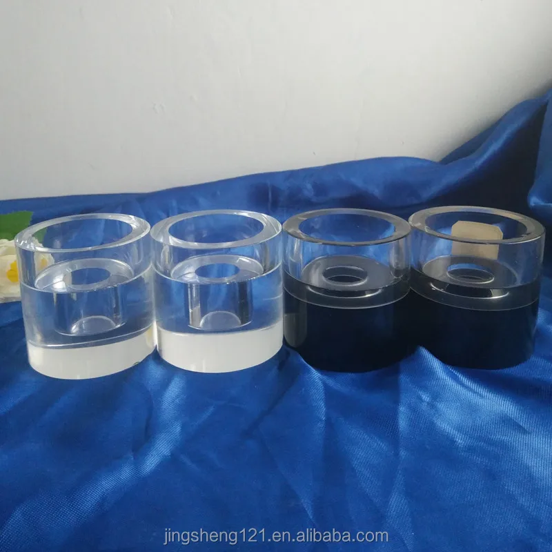 Rod candle and tea candle dual-use clear and black antique cylinder crystal centerpieces votives candle holders