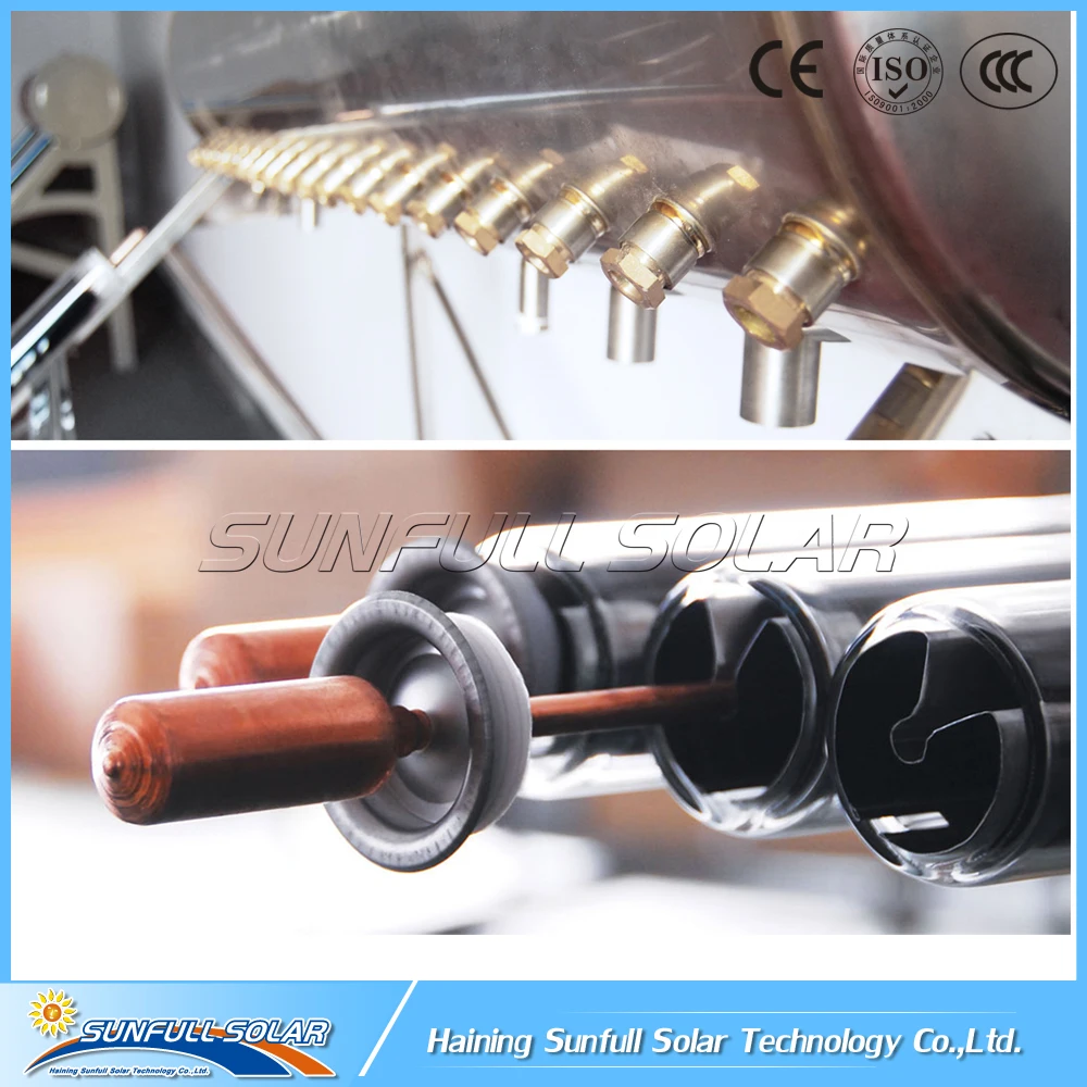 Pressurized heat pipe vacuum tube stainless steel solar water heater by manufacturer SUNFULL