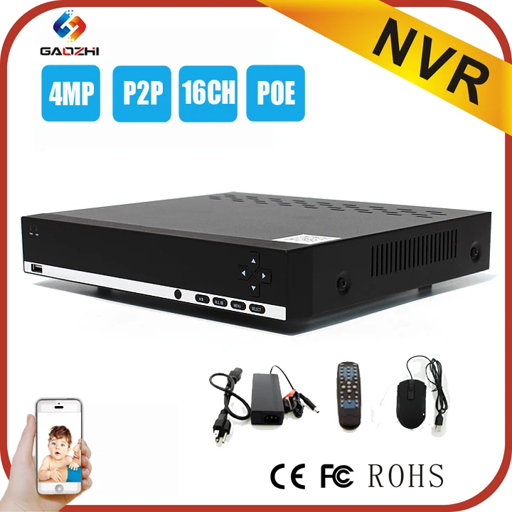 Низкая стоимость H.264 4MP/3MP POE p2p ahd безопасности dvr 16-канальный