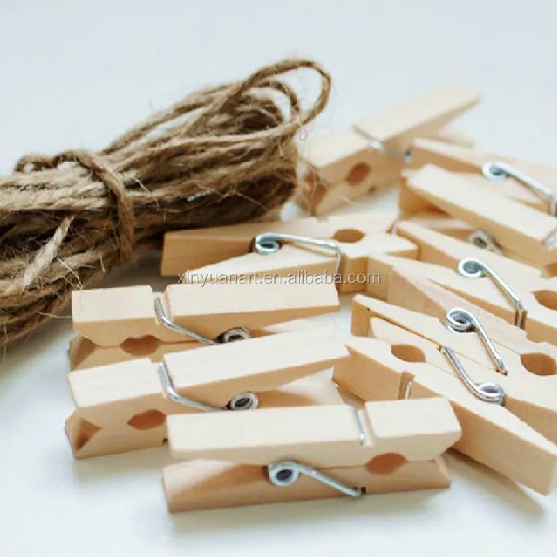 Personalized logo mini wooden clips for photo/ clothes 35mm wooden clips for christmas gift