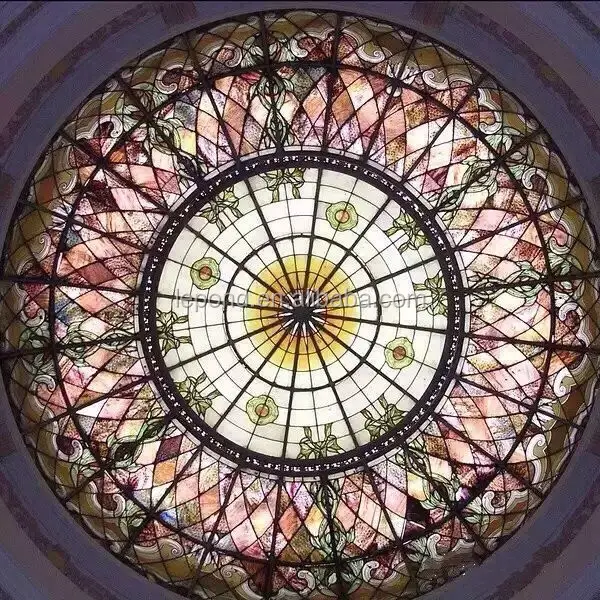 European/ Asia Dome metal frame stained glass skylight roof