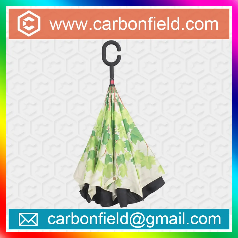 23' c handle green tree printing inverted umbrella upside down