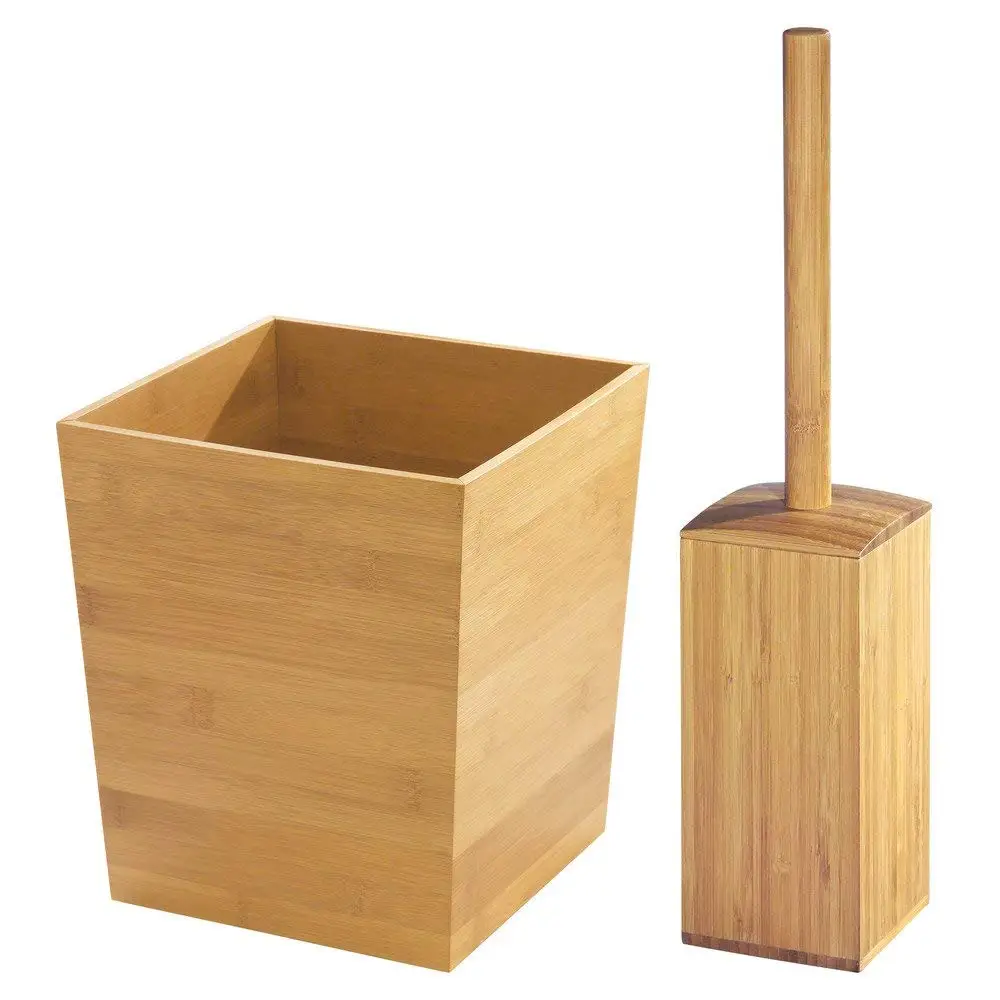 Natural Bamboo Bathroom Square Waste Can Home or Office Wastebasket,Small Garbage Container Bin for House