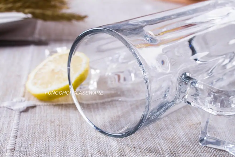14-15oz Classical clear big glasscup beer glass mug with handle