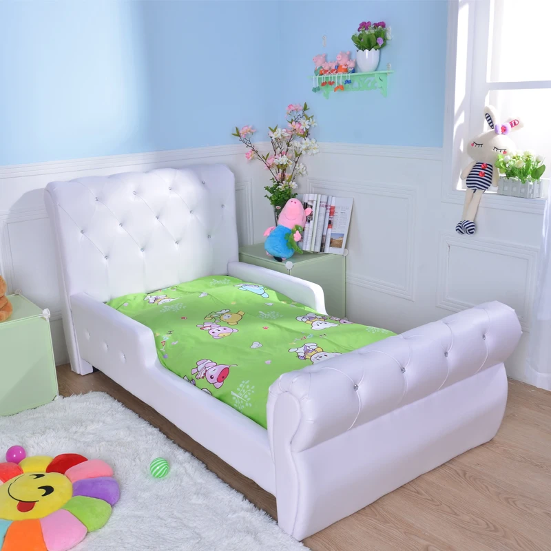 hot selling Crystal Buckled single modern leather children bed